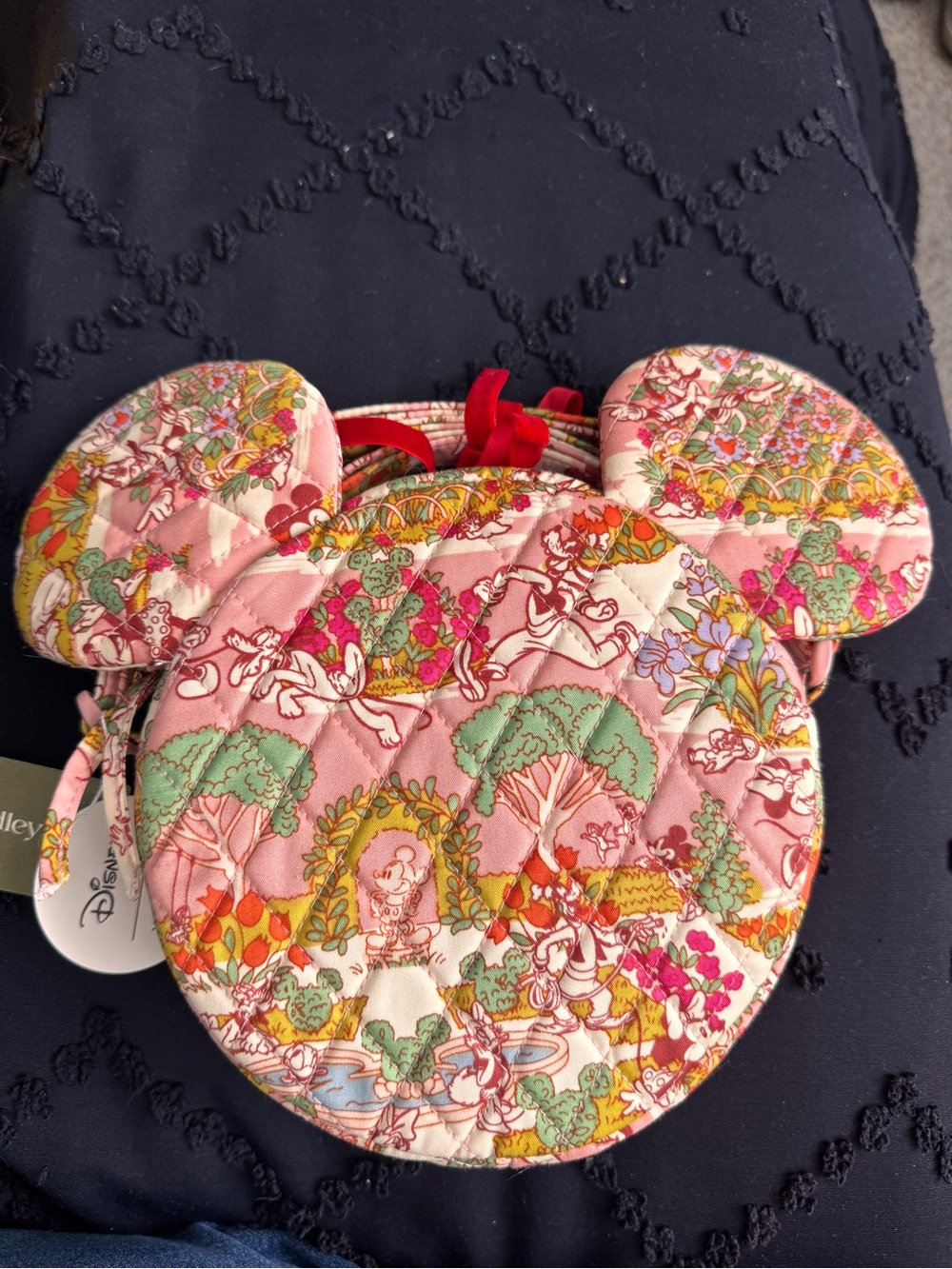Vera Bradley Pink Floral Quilted Mickey Ear Crossbody Bag